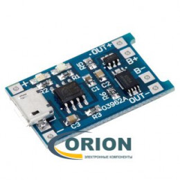 TP4056 Зарядное устройство для литиевых батарей 1A USB micro с модулем защиты