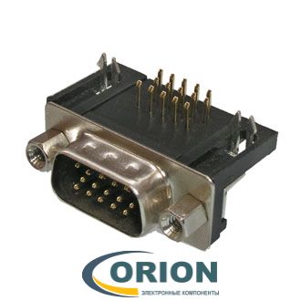 DHR-15MA Вилка  15 контактов на плату угловая