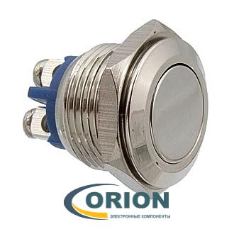 Кнопка PBS-28B-2 D-16 mm = QN16-A1 OFF-(ON) 250V 2A IP65 (плоская/винт)