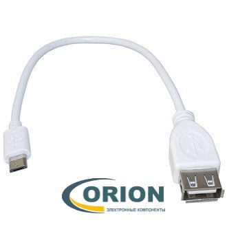 Переходник USB micro-B(5P) штекер - USB A гнездо с кабелем 0.2м Rexant White