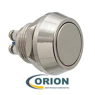 Кнопка PBS-28B-2 D-12 mm = QN12-A4 OFF-(ON) 250V 2A IP65 (плоская/винт)