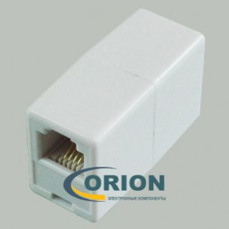 Переходник Адаптер телефонный проходной RJ-14 (6P4C), UTP, белый