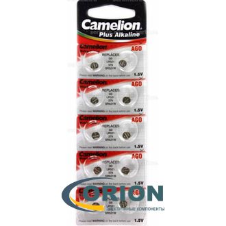 Батарейка AG0 (G0, LR63, LR521, 379А) 1.5V Camelion 5.8х2.15мм