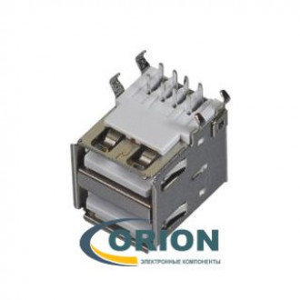 USBA-2FR Розетка на плату сдвоенная горизонтальная 2x4pin (USBA-2J)