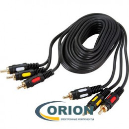 Шнур 3 х RCA штекер - 3 х RCA штекер 5м Gold Rexant