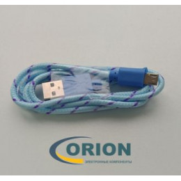 Шнур USB A штекер - USB micro-B(5P) штекер 1.0м (v2.0) нейлон SH0006-V8 blue