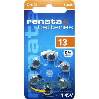 Батарейка ZA13 (PR48) (для слуховых аппаратов) 1.4V Renata 7.8х5.33мм