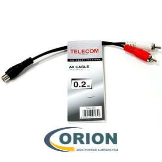 Переходник RCA гнездо - 2 x RCA штекер с кабелем 0.2м Telecom TAV4355-0.2m