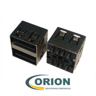 USBA-2FR Розетка на плату сдвоенная вертикальная 2x4pin черная без фланца