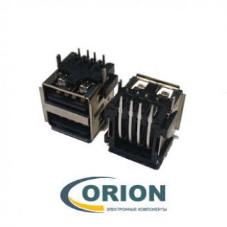 USBA-2FR Розетка на плату сдвоенная горизонтальная 2x4pin на плату