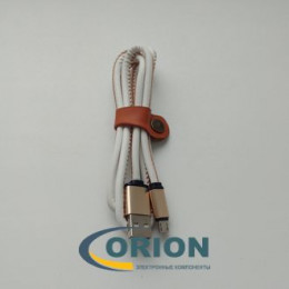 Шнур USB A штекер - USB micro-B(5P) штекер 1.0м (v2.0) кожа SH0020-V8 (SH0022-V8) white
