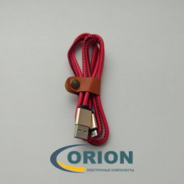 Шнур USB A штекер - USB micro-B(5P) штекер 1.0м (v2.0) кожа SH0020-V8 red