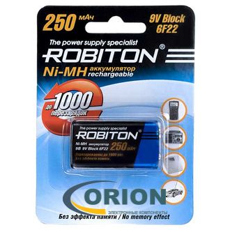 Аккумулятор 6F22/F8 (крона) 9V 250mАh NiMh ROBITON