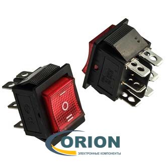 Переключатель, выключатель KCD4-203N-C6-R/6P ON-OFF-ON 250V 15A (красный)