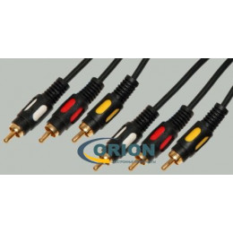Шнур 3 х RCA штекер - 3 х RCA штекер 1.5м Gold OD4,0ммх12,0мм Alencom (пластик-золото)
