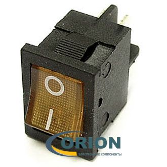 Переключатель, выключатель MIRS-201(A) = RWB-207 ON-OFF 250V 6A 4 pin (желтый/прямоугольный)