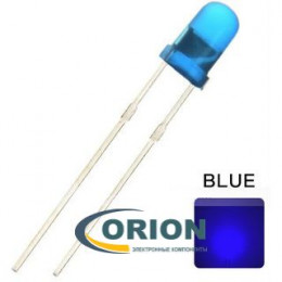 Светодиод  3мм синий матовый 600мкд, F3W-YT-BL-BL 120°