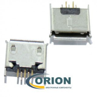 USB micro Розетка вертикальная на плату 5pin DIP с фланцем