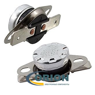 Термостат  45°C (KSD301) 250V 10A NO (нормально разомкнутый контакт) подвижный фланец, гориз. выв.