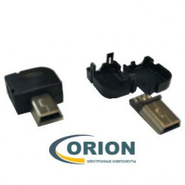 USB mini Штекер на кабель угловой с корпусом 5pin (черный)