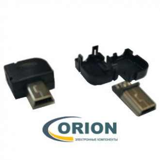 USB mini Штекер на кабель угловой с корпусом 5pin (черный)