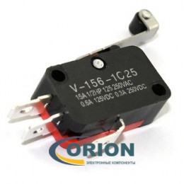 Микропереключатель 1185RE8 V-156-1C25 ON-(ON) 250V 16A рычажного типа с роликом (контакты 4.8мм)