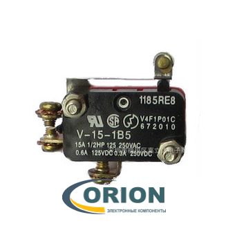 Микропереключатель 1185RE8 V-15-1B5 ON-(ON) 250V 15A рычажного типа с роликом