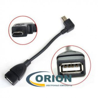 Переходник USB micro-B(5P) штекер угловой - USB A гнездо с кабелем 0.13м