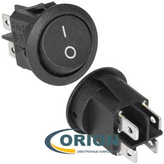 Переключатель, выключатель KCD1-201-8-C3-B/4P ON-OFF 250V 6A 4 pin (черный/круглый)