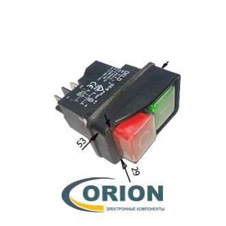 Кнопочный переключатель ALBFS-22 (ПУСК-СТОП) 250V 16A IP55 красная/зеленая