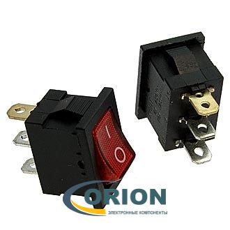 Переключатель, выключатель KCD1-301(A)-C-R/2P = KCD1-101N-C3 R/3P ON-OFF 250V 6A 3 pin (красный)
