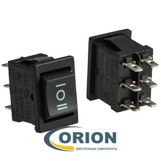 Переключатель, выключатель KCD1-203-1-C6-B/6P ON-OFF-ON 250V 6A (черный)