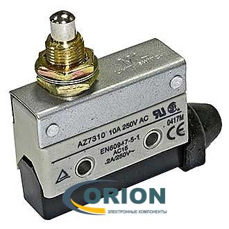 Переключатель, выключатель AZ-7310 ON-(ON) 250V 10A с удлиненным толкателем