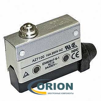 Переключатель, выключатель AZ-7100 ON-(ON) 250V 10A с коротким толкателем