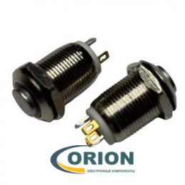 Кнопка QN12-C1  12V белая подсветка OFF-(ON) 36V 2A IP67 (выступающая плоская/клеммы)
