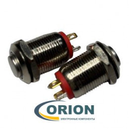 Кнопка QN12-C1  12V красная подсветка OFF-(ON) 36V 2A IP67 (выступающая плоская/клеммы)