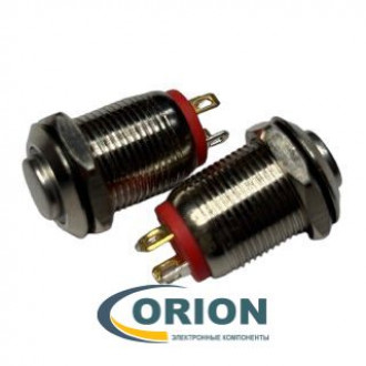 Кнопка QN12-C1  12V красная подсветка OFF-(ON) 36V 2A IP67 (выступающая плоская/клеммы)