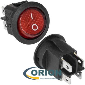 Переключатель, выключатель KCD1-201N-5-C3-R/4P ON-OFF 250V 6A 4 pin (красный/круглый)