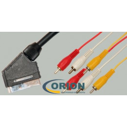 Шнур SCART штекер - 6 х RCA штекер OD9,0мм 1.5м Premier (пластик-никель)