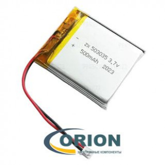 Аккумулятор LP503035 3.7V 500mAh схема защиты гибкие выводы 2 pin