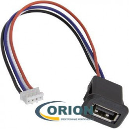 USBA Розетка на панель 4pin с проводом, с разъемом HB-04 USB-4Pin-PH2.0