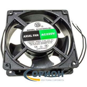 Вентилятор 120x120x38mm AC 220V 0.14A (качения) JIULONG G12038HA2BL с гибким отводом 300мм 2 pin