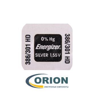 Батарейка 386/301 (SR43SW) 1.55V Energizer 4.2х11.6мм (G12)