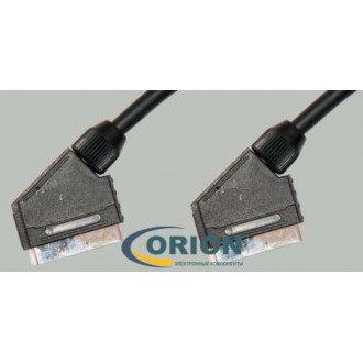 Шнур SCART штекер - SCART штекер 21PIN OD9,0мм 1.5м Premier (пластик-никель)