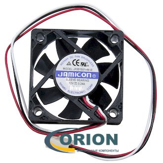 Вентилятор  50х50х15mm DC 12V 0.24A (скольжения) JAMICON JF0515S1HM-R с гибким отводом 300мм 3 pin