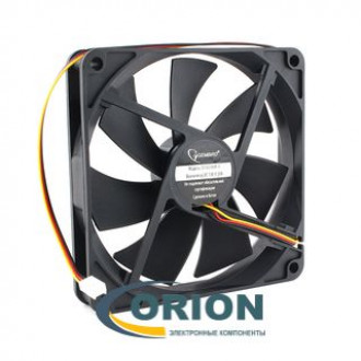 Вентилятор 140х140х25mm DC 12V 0.20A (гидродинамический) GEMBIRD D14025HM-3 с гибким отводом 300мм 3 pin