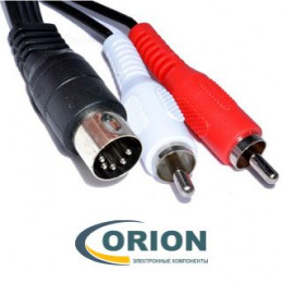 Шнур DIN 5 pin штекер - 2 х RCA штекер 1.2м Rexant (пластик-никель)