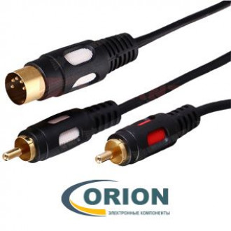 Шнур DIN 5 pin штекер - 2 х RCA штекер 1.5м Gold Rexant