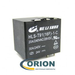 Реле HLS-T91(16F)-1-C 24VDC 30A 1C HE LI SHUN
