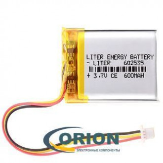 Аккумулятор LP602535 3.7V 600mAh схема защиты гибкие выводы 3 pin